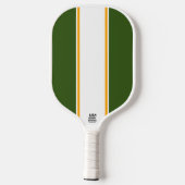 Verticaal bos groen witte, racestrepen pickleball paddle (Achterkant)