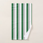 Verticaal bos groen, zilver en witte strepen bad handdoek (Handdoek)
