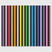 Verticaal brederspectrum regenboog en zwarte stree cadeaupapier (Vlak)