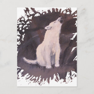 Verticaal Briefkaart "Howling White Wolf"