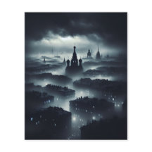 Verticaal Briefkaart Misterious dark night city
