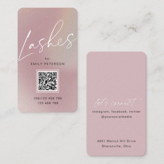 Verticaal busje met QR-code moderne chic lash-exte Visitekaartje (Voorkant / Achterkant)