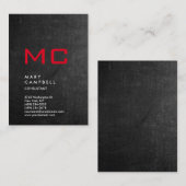 Verticaal Chalkboard Gray Red Trendy Monogram Visitekaartje (Voorkant / Achterkant)