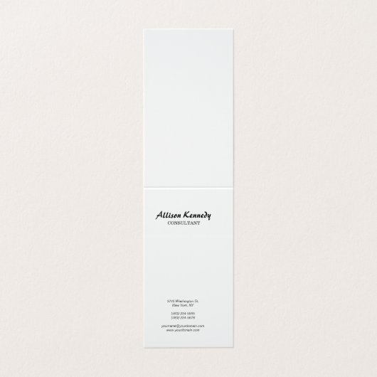 Verticaal Chubby Brush Script Modern Minimalist Visitekaartje (Buitenkant ongevouwen)