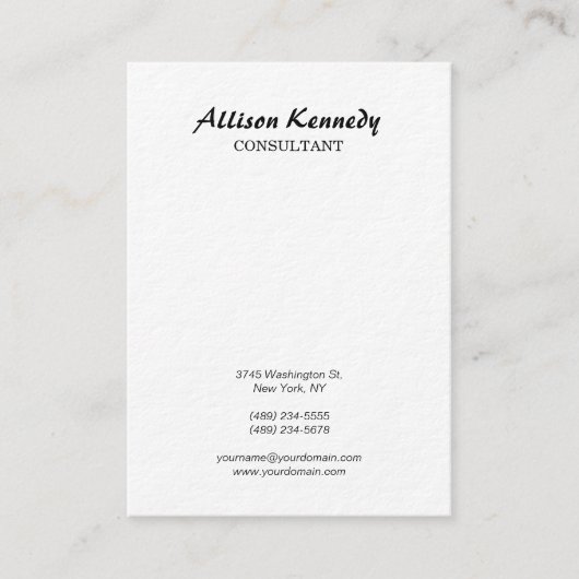 Verticaal Chubby Ultra Thick White Brusscript Visitekaartje (Voorkant)