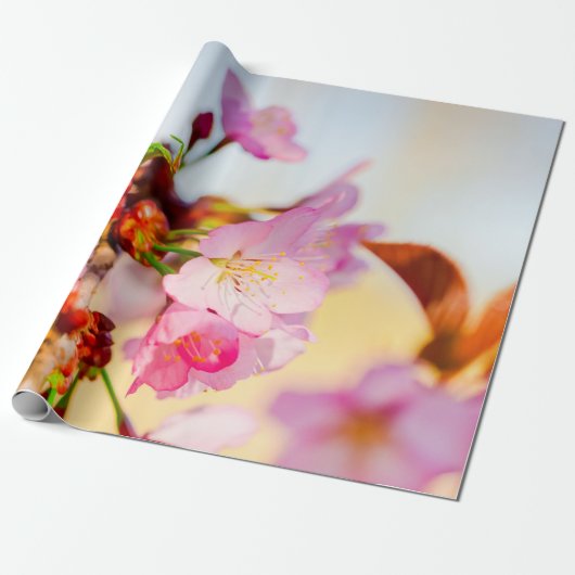 Verticaal cluster van Sakura-bloemen Cadeaupapier (Uitgerold)