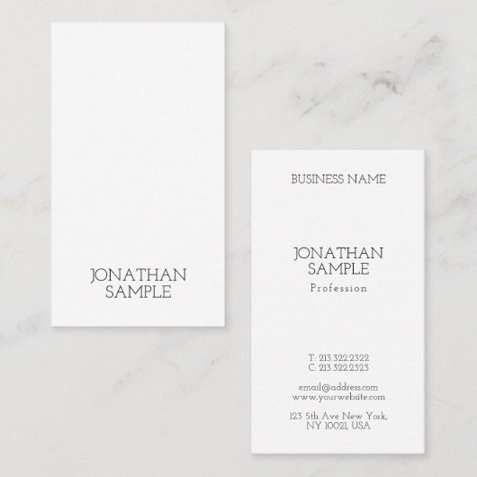 Verticaal creatief minimalistisch ontwerp modern visitekaartje (Voorkant / Achterkant)