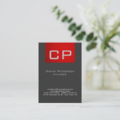 Verticaal Creative Grey Red Monogram Visitekaartje (Staand voorkant)
