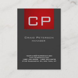 Verticaal Creative Grey Red Monogram Visitekaartje