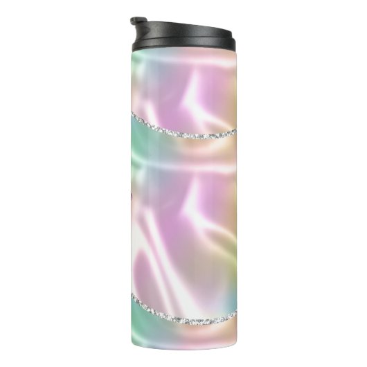 Verticaal Donker Paarse scriptnaam, iriserend Thermosbeker (Geroteerd rechts)