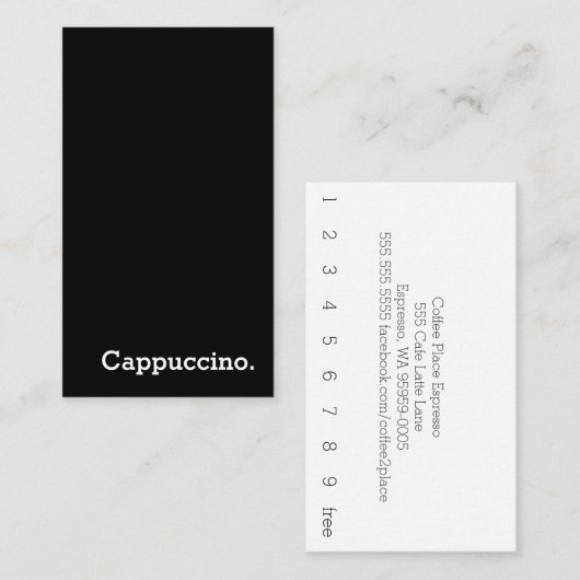 Verticaal donkerdere layalty Cappuccino-inktkaart Klantenkaartje (Voorkant / Achterkant)