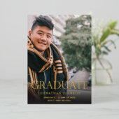 Verticaal donkerdonker bij foto's van Mod Graduati Folie Uitnodiging (Staand Voorkant)