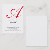 Verticaal eenvoudig wit monogram visitekaartje (Voorkant / Achterkant)