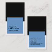 Verticaal elegant blauw, zwart, glad beheer visitekaartje (Voorkant / Achterkant)