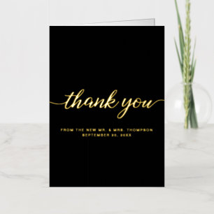 Verticaal Elegant Custom Wedding Photo Script Gold Folie Wenskaart