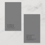 Verticaal elegant, indrukwekkend grijs naamhoofd visitekaartje (Voorkant / Achterkant)