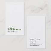 Verticaal elegant indrukwekkend groen wit glad visitekaartje (Voorkant / Achterkant)