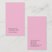 Verticaal elegant indrukwekkend roze platte manage visitekaartje (Voorkant / Achterkant)