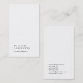 Verticaal elegant, indrukwekkend witte platte mana visitekaartje (Voorkant / Achterkant)