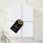Verticaal Elegant Modern Faux Gold Chevron Love Cadeaulabel (Met Touw)