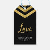 Verticaal Elegant Modern Faux Gold Chevron Love Cadeaulabel (Voorkant)
