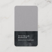 Verticaal elegant, modern, gewoon grijs zwart visitekaartje (Voorkant)