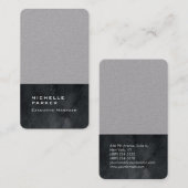 Verticaal elegant, modern, gewoon grijs zwart visitekaartje (Voorkant / Achterkant)
