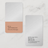 Verticaal elegant modern, hoogwaardig linnen creat visitekaartje (Voorkant / Achterkant)