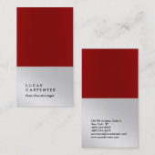 Verticaal elegant rood metallisch zilveren leiding visitekaartje (Voorkant / Achterkant)