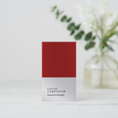Verticaal elegant rood metallisch zilveren leiding visitekaartje (Staand voorkant)