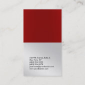 Verticaal elegant rood metallisch zilveren leiding visitekaartje (Achterkant)