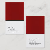 Verticaal elegant rood zwarte platte manager visitekaartje (Voorkant / Achterkant)