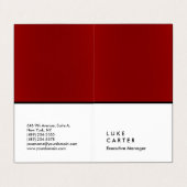 Verticaal elegant rood zwarte platte manager visitekaartje (Buitenkant ongevouwen)