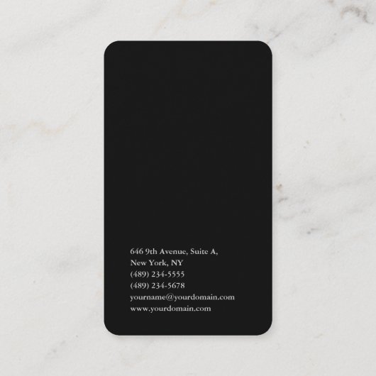 Verticaal elegant, uniek, modern grijs vlak visitekaartje (Achterkant)