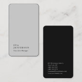 Verticaal elegant, uniek, modern grijs vlak visitekaartje (Voorkant / Achterkant)