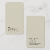Verticaal elegant, uniek modern, hoogwaardig linne visitekaartje (Voorkant / Achterkant)