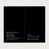 Verticaal elegant uniek modern zwart vlak visitekaartje (Buitenkant ongevouwen)