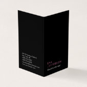 Verticaal elegant uniek modern zwart vlak visitekaartje (Buitenkant)