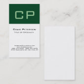 Verticaal Forest Green White Monogram Visitekaartj Visitekaartje (Voorkant / Achterkant)
