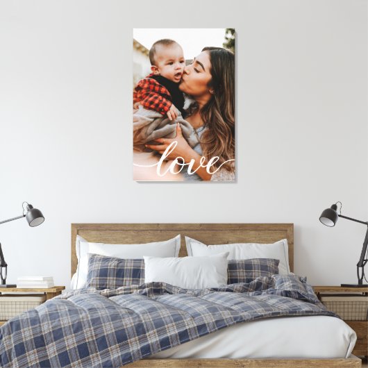 Verticaal gepersonaliseerd fotoliefdesscript canvas afdruk (Insitu (Slaapkamer))