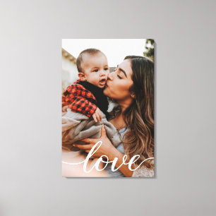 Verticaal gepersonaliseerd fotoliefdesscript canvas afdruk