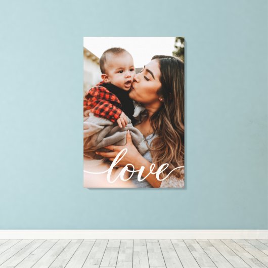 Verticaal gepersonaliseerd fotoliefdesscript canvas afdruk (Insitu (Houten vloer))