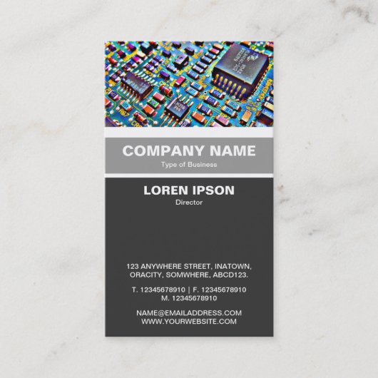 Verticaal geschuurd - kleurrijke circuits visitekaartje (Voorkant)