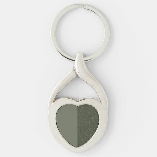 Verticaal Gesplitst Moss Groene Hart Sleutelhanger (Voorkant)