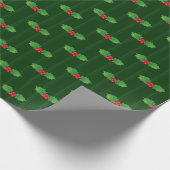 Verticaal gestreept Holly Berries Cadeaupapier (Hoek)