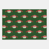 Verticaal gestreepte Holly Berry Feliz Navidad Inpakpapier Vel (Voorkant 3)