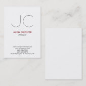 Verticaal gewoon wit, eenvoudig professioneel mono visitekaartje (Voorkant / Achterkant)