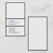 Verticaal gewoon zwart wit zwart, aantrekkelijk visitekaartje (Voorkant / Achterkant)