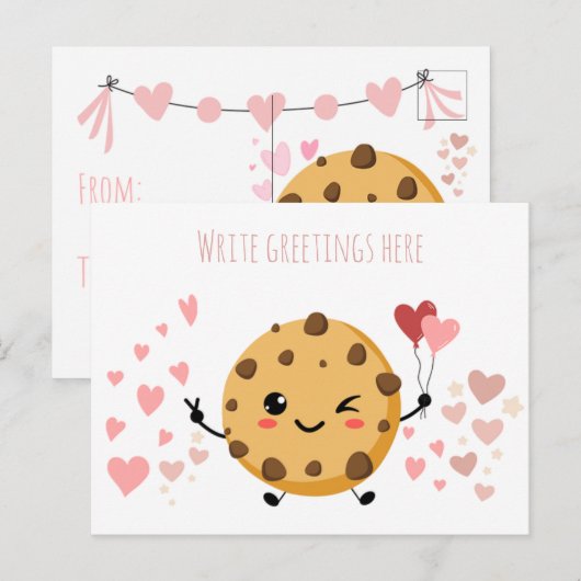 Verticaal glimlachende cookie leraar bedankkaart briefkaart (Voorkant / Achterkant)