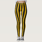 Verticaal goud- en zwarte strepen leggings (Voorkant)